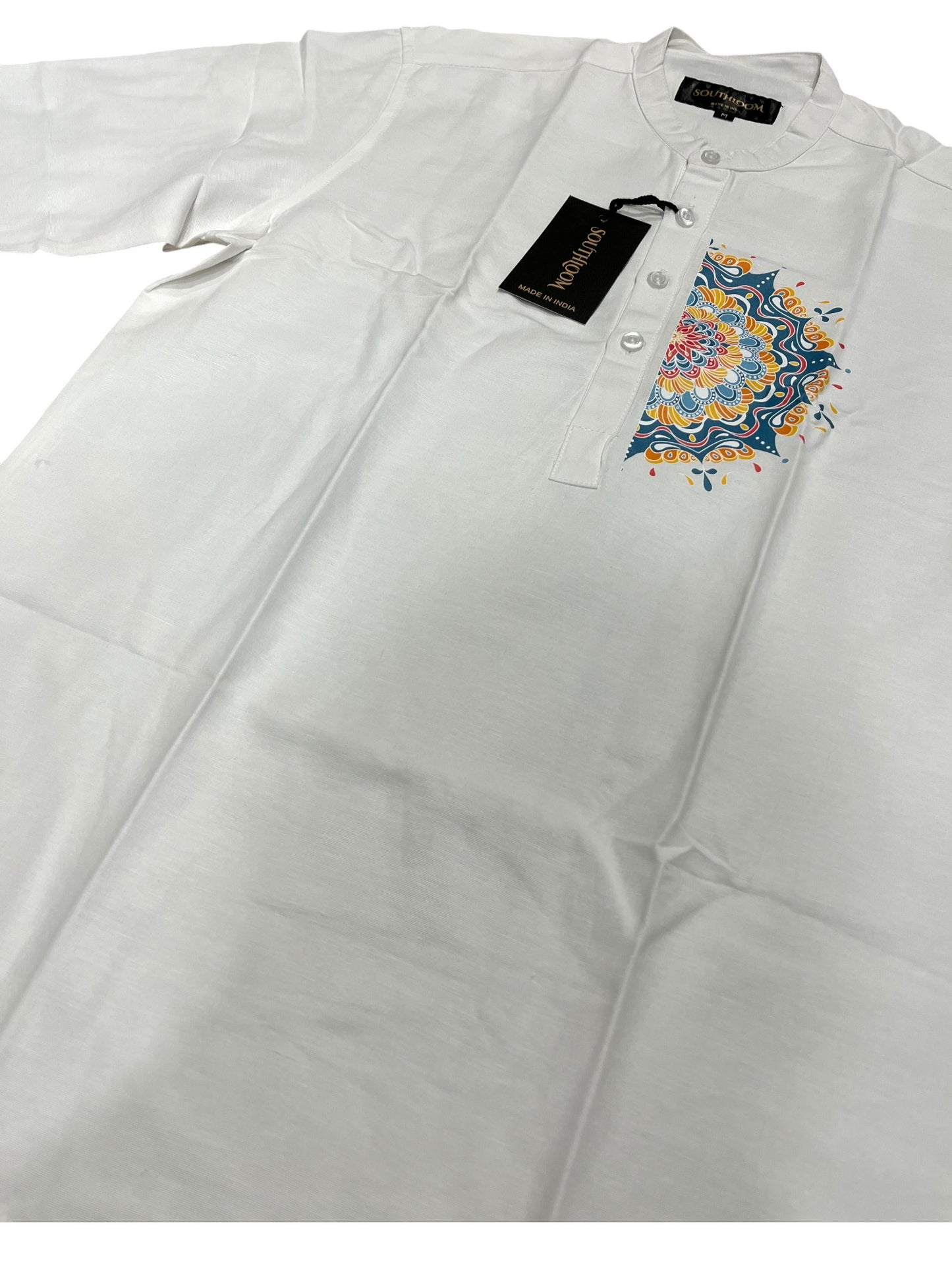 Southloom White Short Cotton Kurta Shirt for Men