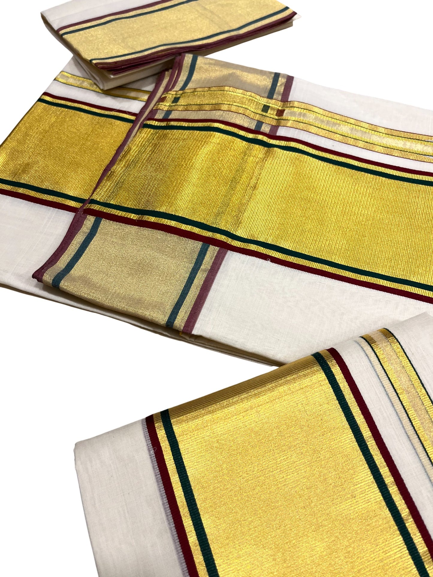 Southloom Premium Handloom Set Mundu with Kasavu and  Maroon Border (2.80 Mtr)