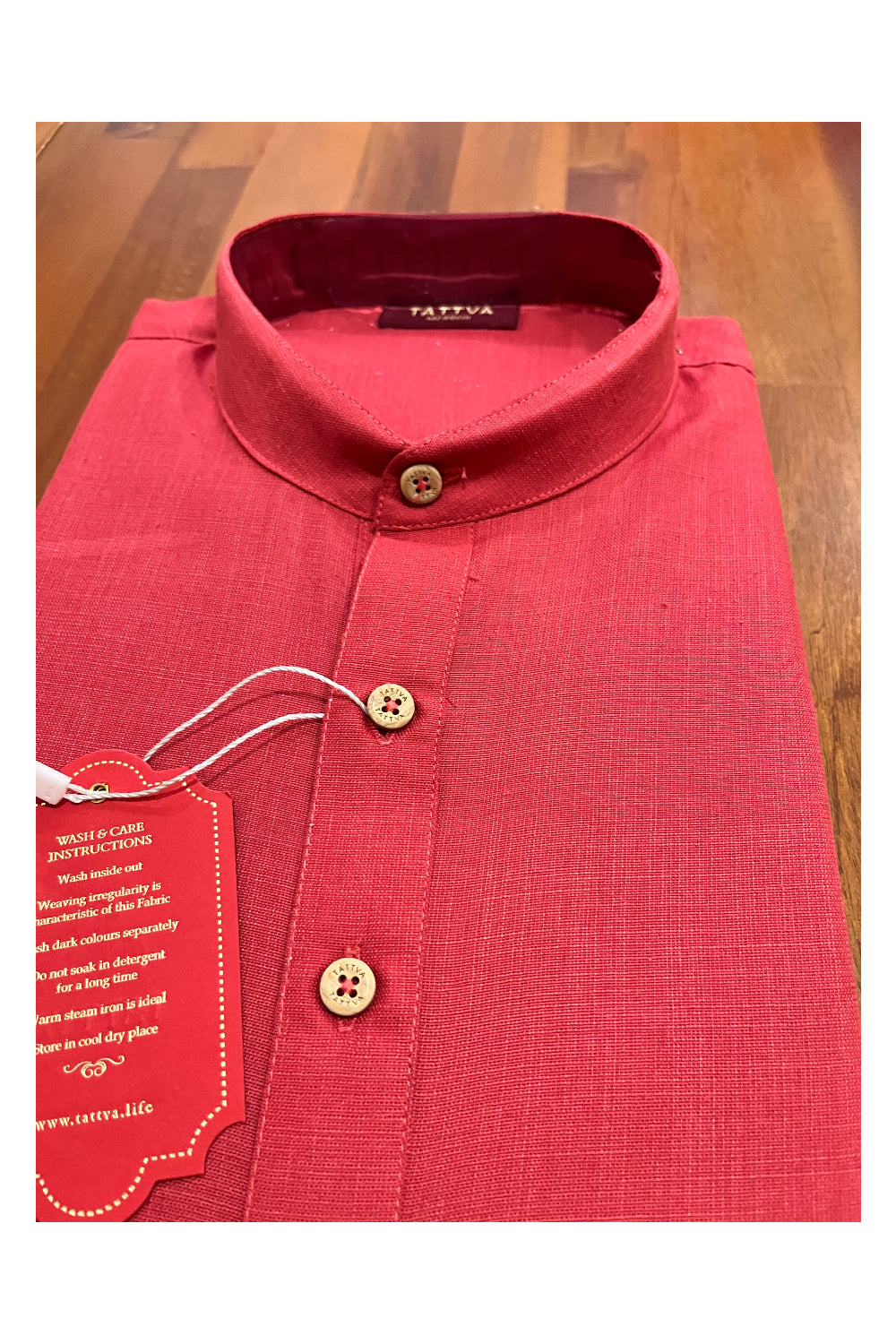 Southloom Cotton Short Kurta for Men in Red Colour