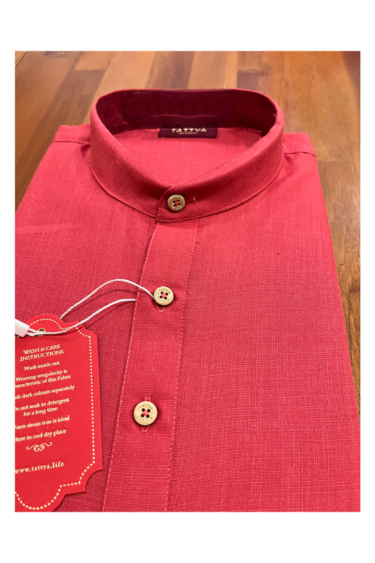 Southloom Semi Silk Short Kurta for Men in Red Colour