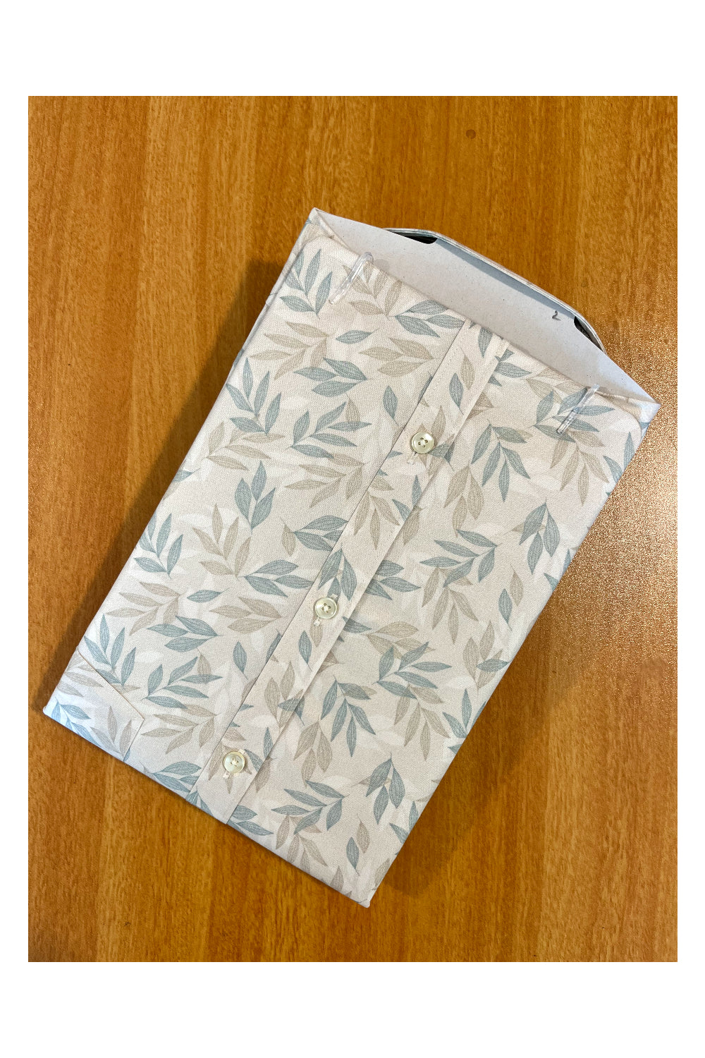 Pure Cotton White Shirt with Leaf Prints (44 HS)