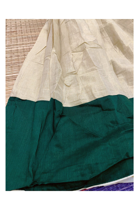 Semi Stitched Pavada Blouse with Tissue and Green Bead Works