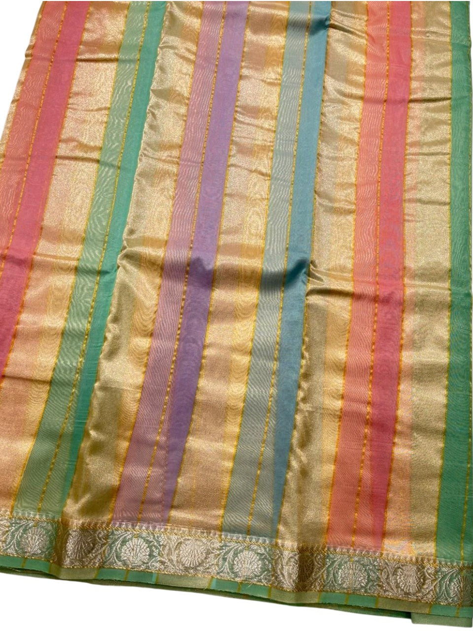 Southloom Tissue Organza Saree With Stripes Design in Multicolour SL353