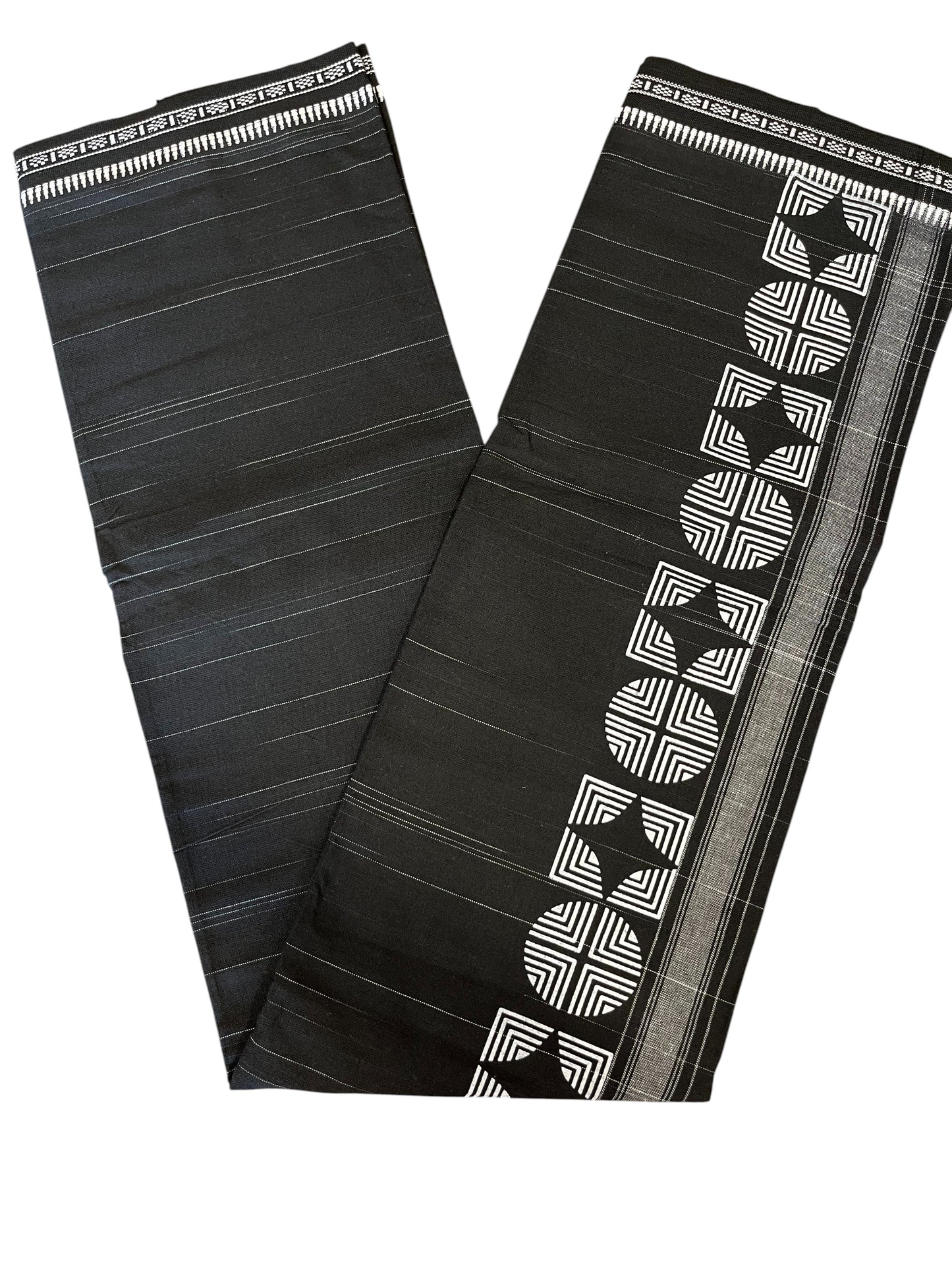 Southloom Black Printed Single Mundu / Otta Mundu / Lungi (South Indian Kerala Dhoti)