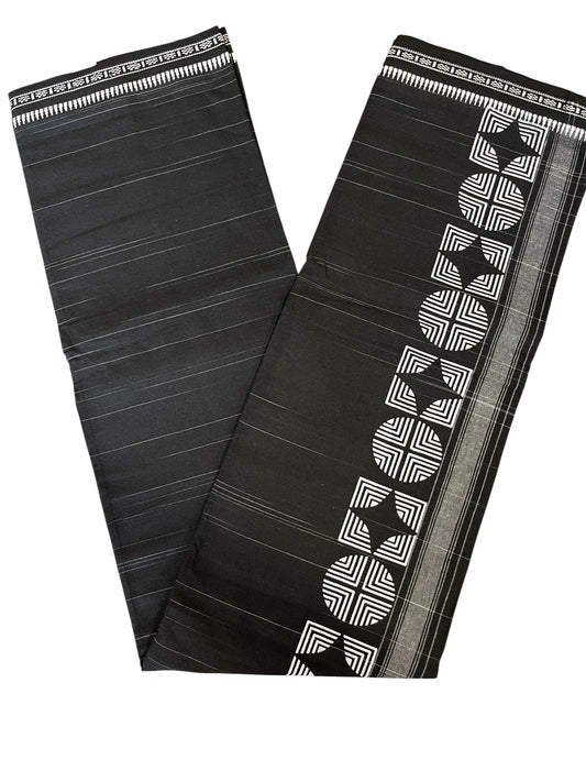 Southloom Black Printed Single Mundu / Otta Mundu / Lungi (South Indian Kerala Dhoti)