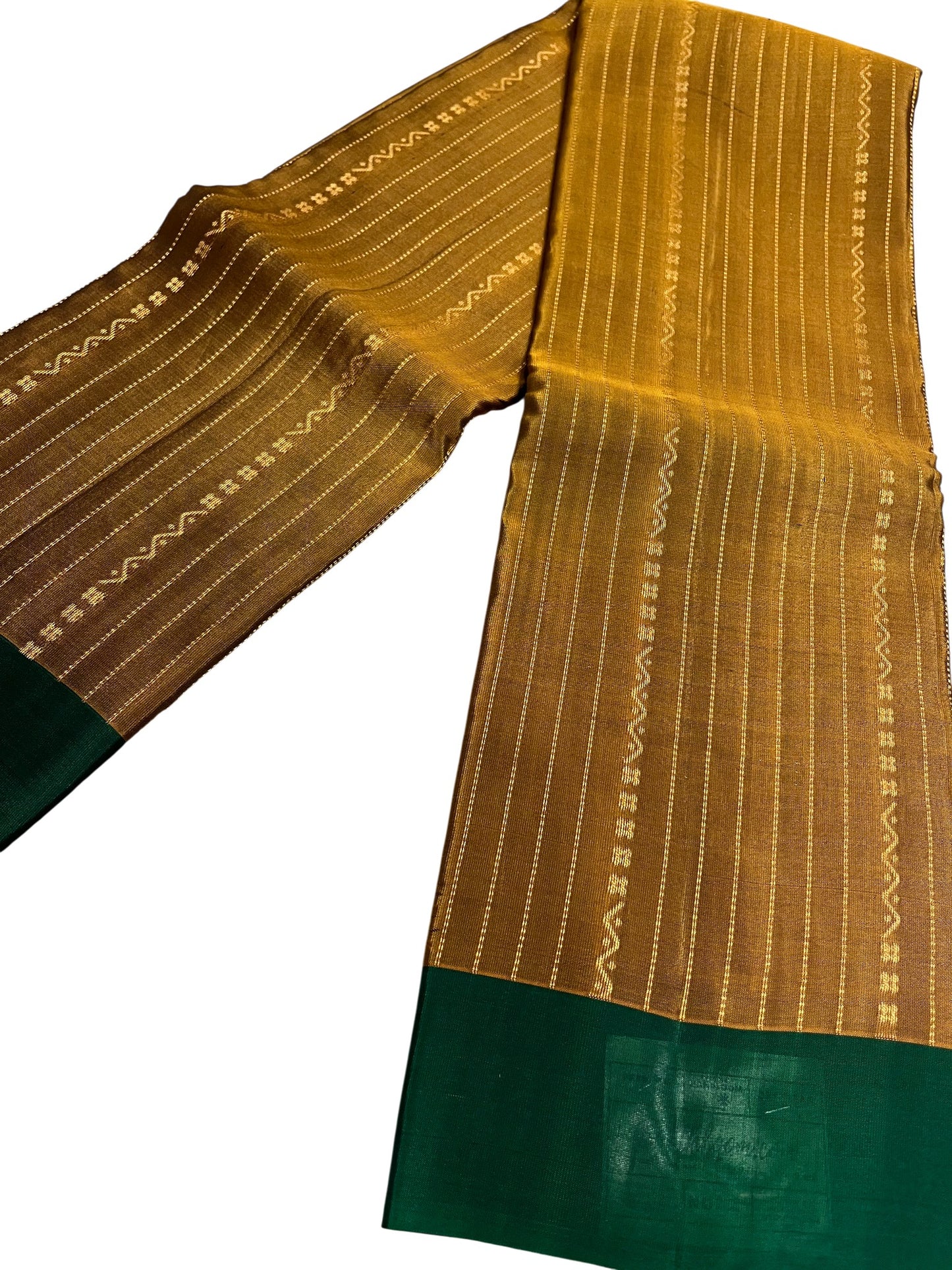 Southloom Pure Handloom Kanchipuram Silk Saree with Korvai Work (Golden & Green)