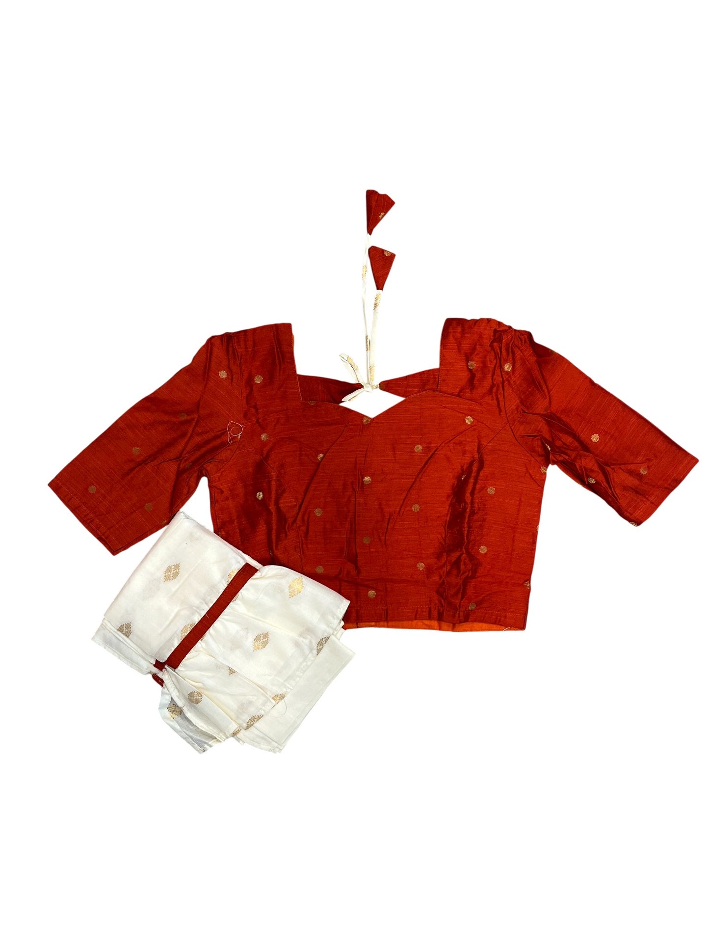 Southloom Stitched Cotton Dhavani Set with Pavada and Orange Blouse Piece