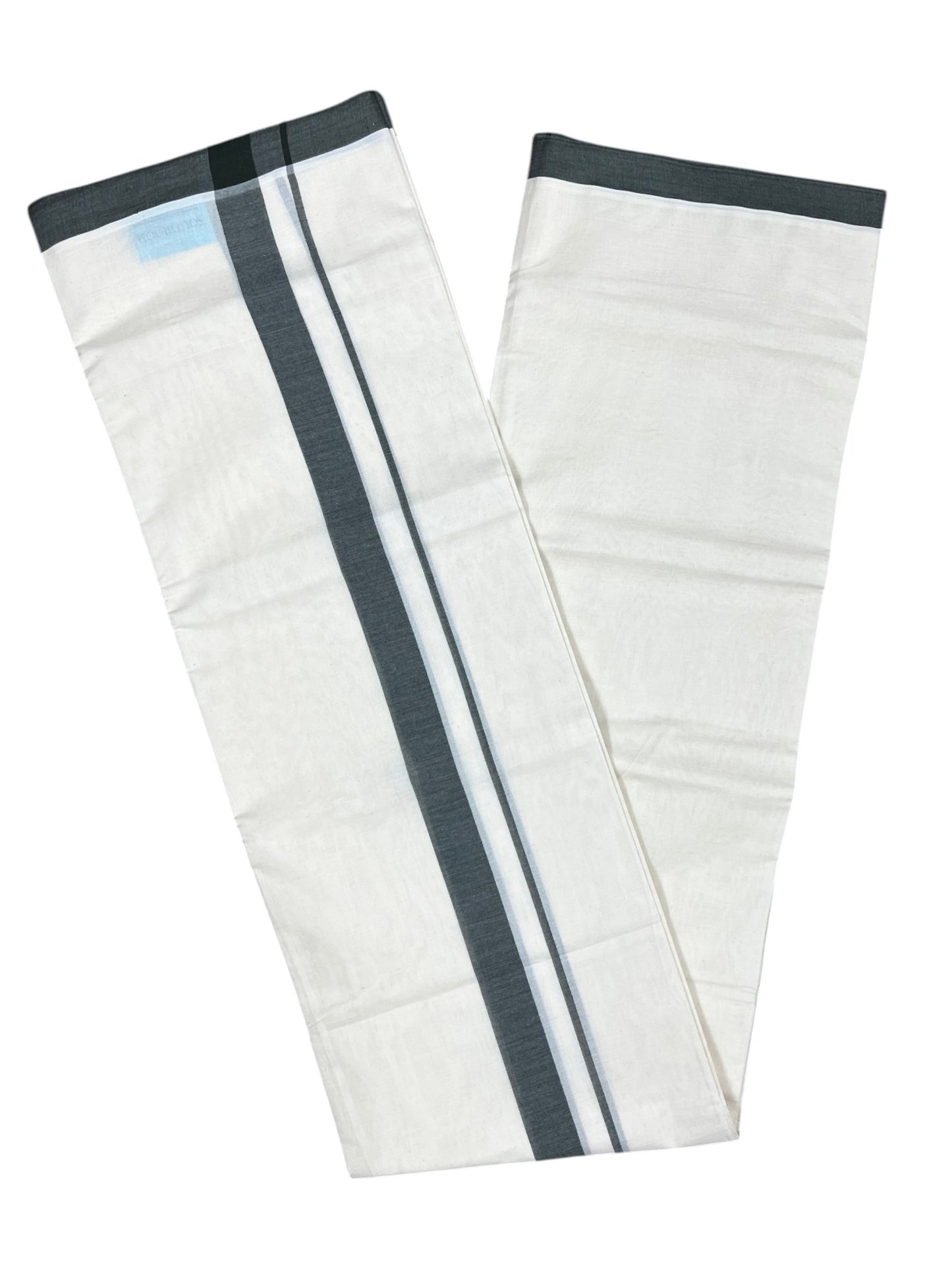 Southloom Kerala Pure Cotton Double Mundu with Dark Green Border (South Indian Kerala Dhoti)