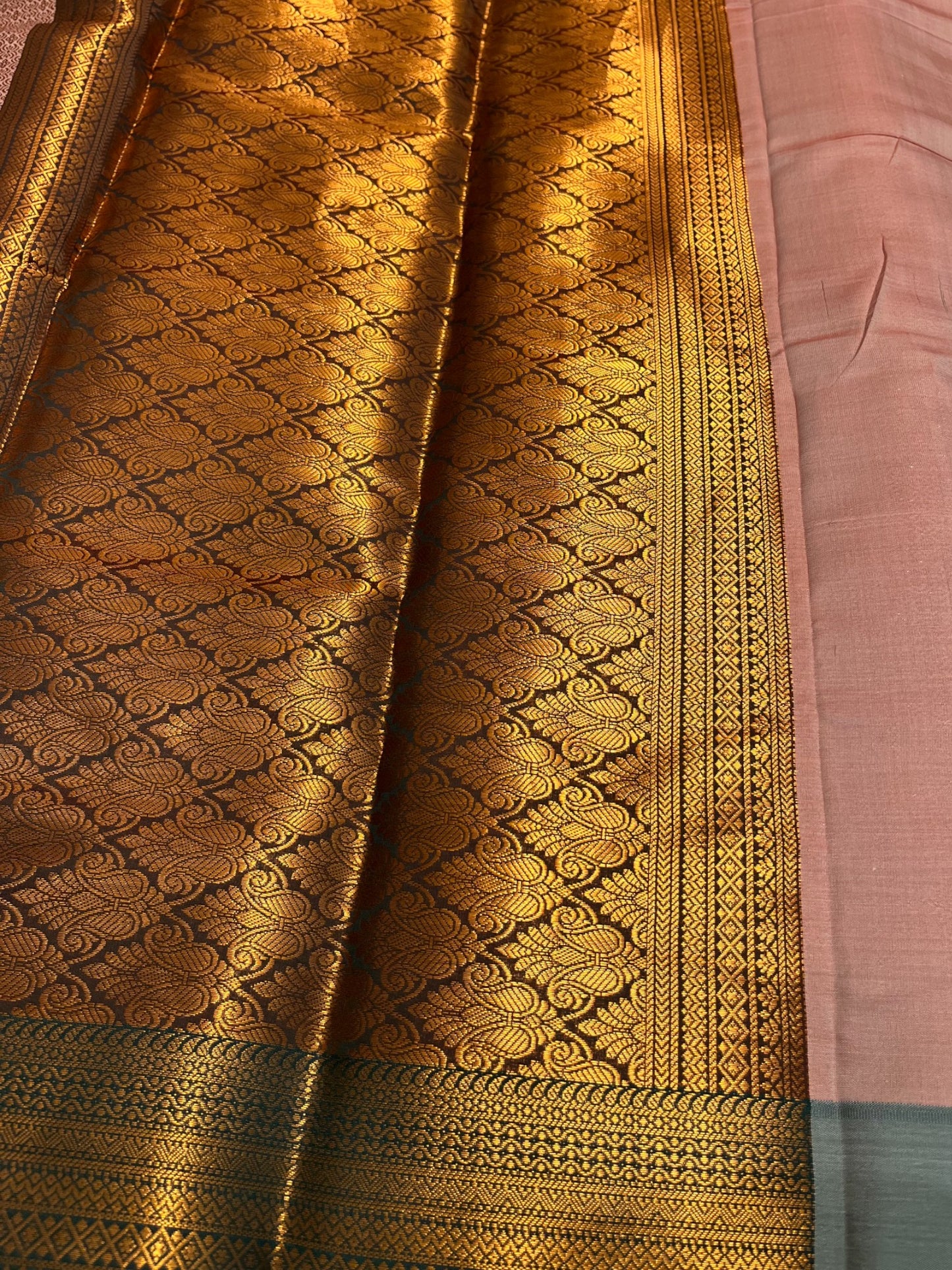 Southloom Premium Semi Silk Zari Work Brocade Saree in Bridal Peach with Matching Pallu