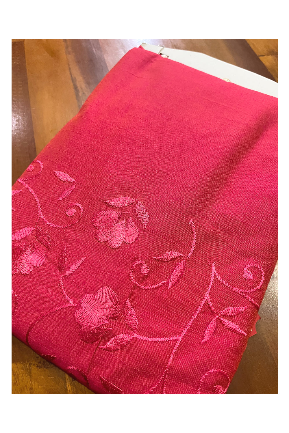 Southloom Pinkish Red Floral Woven Semi Silk Short Kurta for Men