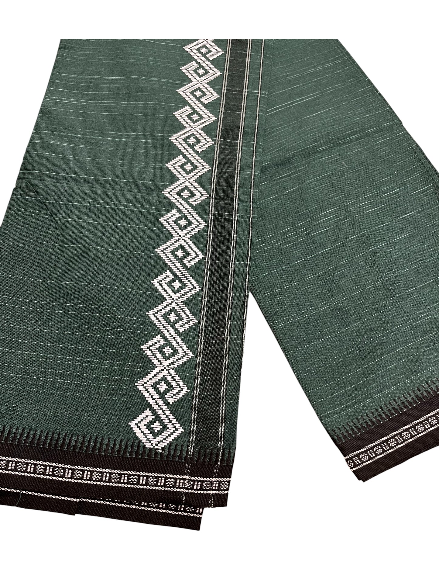Southloom Green Printed Single Mundu / Otta Mundu / Lungi (South Indian Kerala Dhoti)