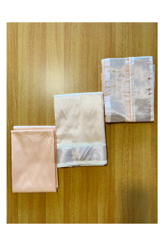 Southloom Semi Silk Mundu / Vesthi / Dhothi Set with Matching Silk Shirt Piece (Including Silk Shawl)
