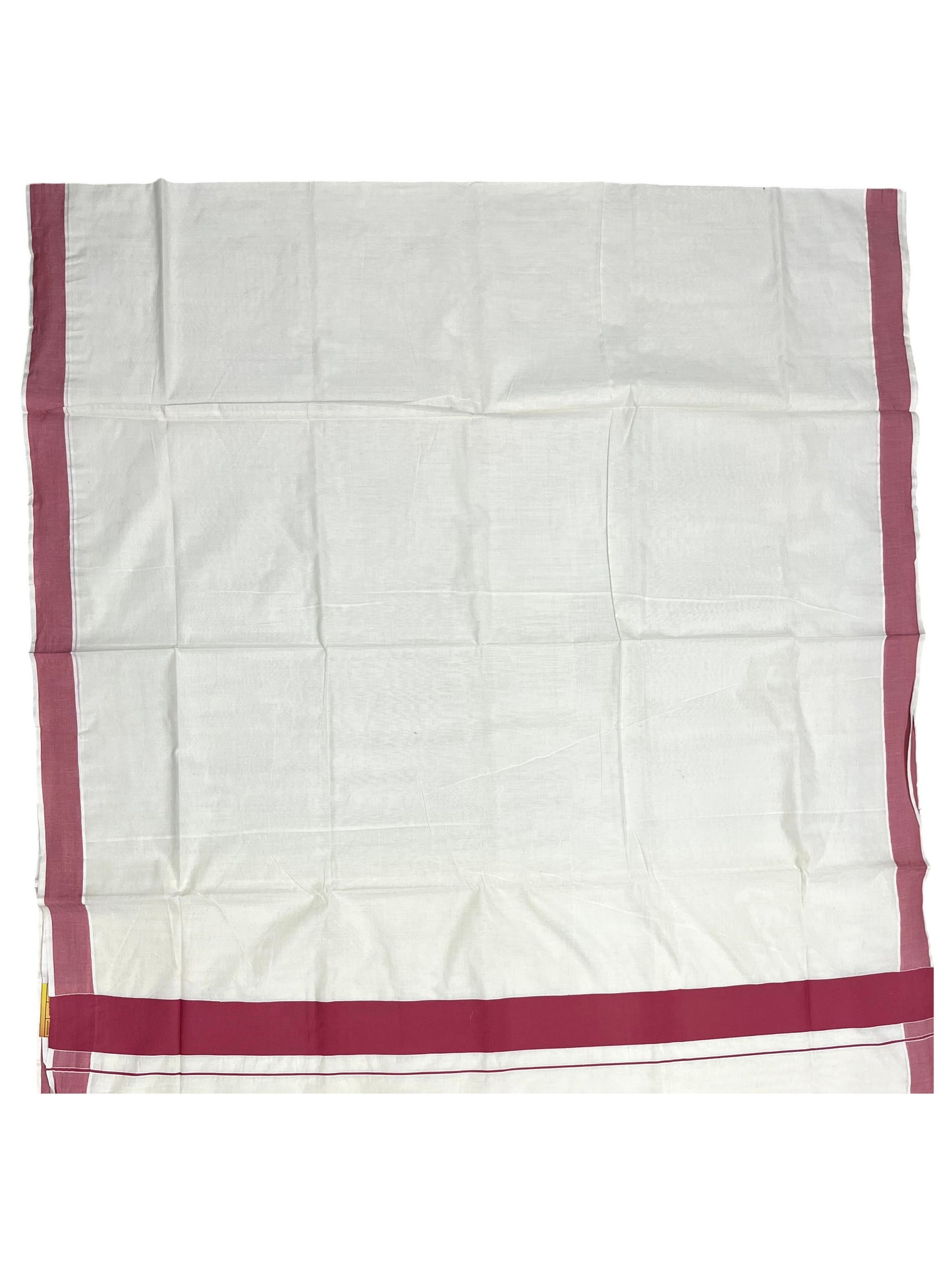 Southloom Kerala Pure Cotton Plain Kasavu Saree with Brike Red Border 3 inch