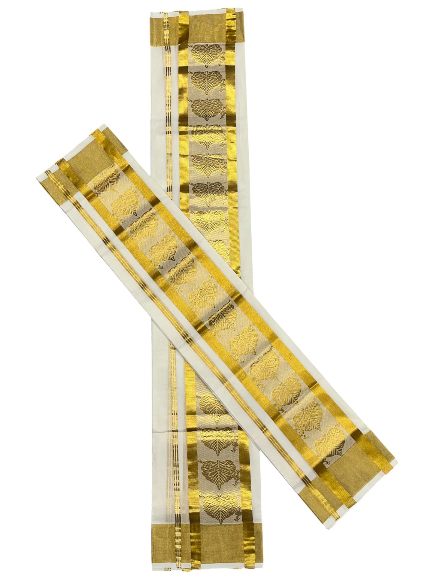 Southloom Premium Handloom Set Mundu with Kasavu and Golden Border (2.80 Mtr)