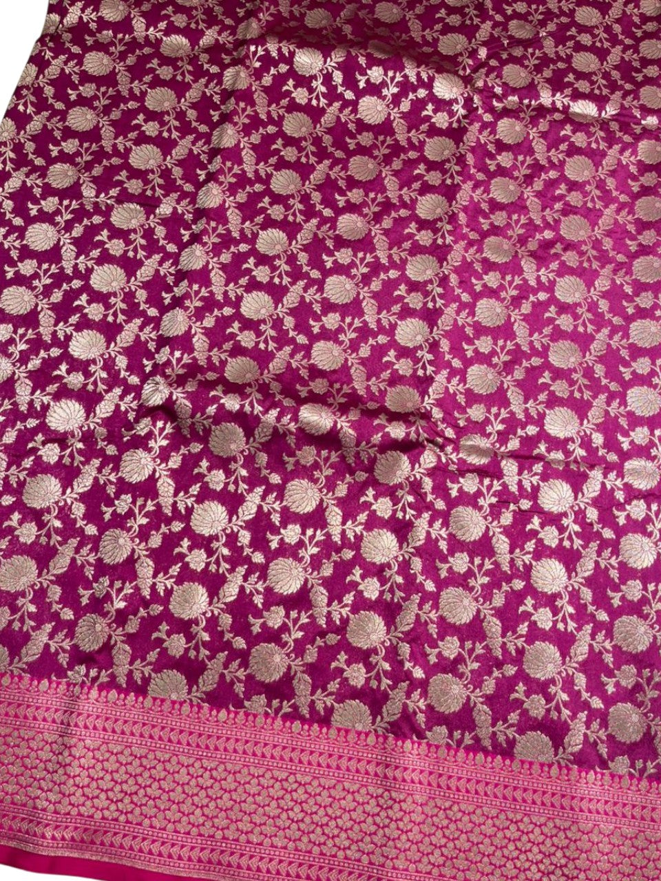 Southloom Pure Banarasi Silk Saree with Woven Work on Body and Borders ( Pastel Magenta)