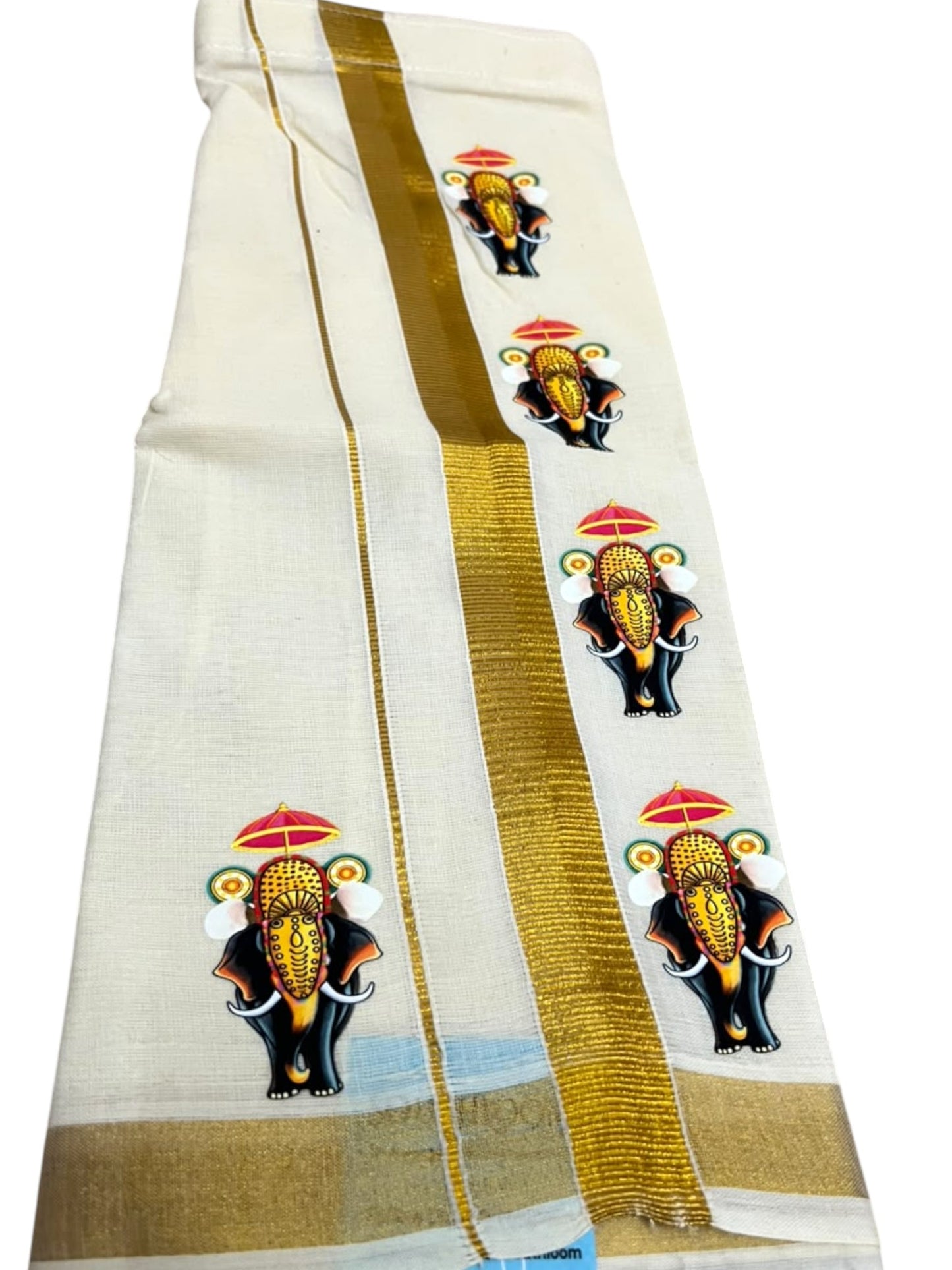 Southloom Cotton Kasavu Printed Kids's Velcro Mundu SLK