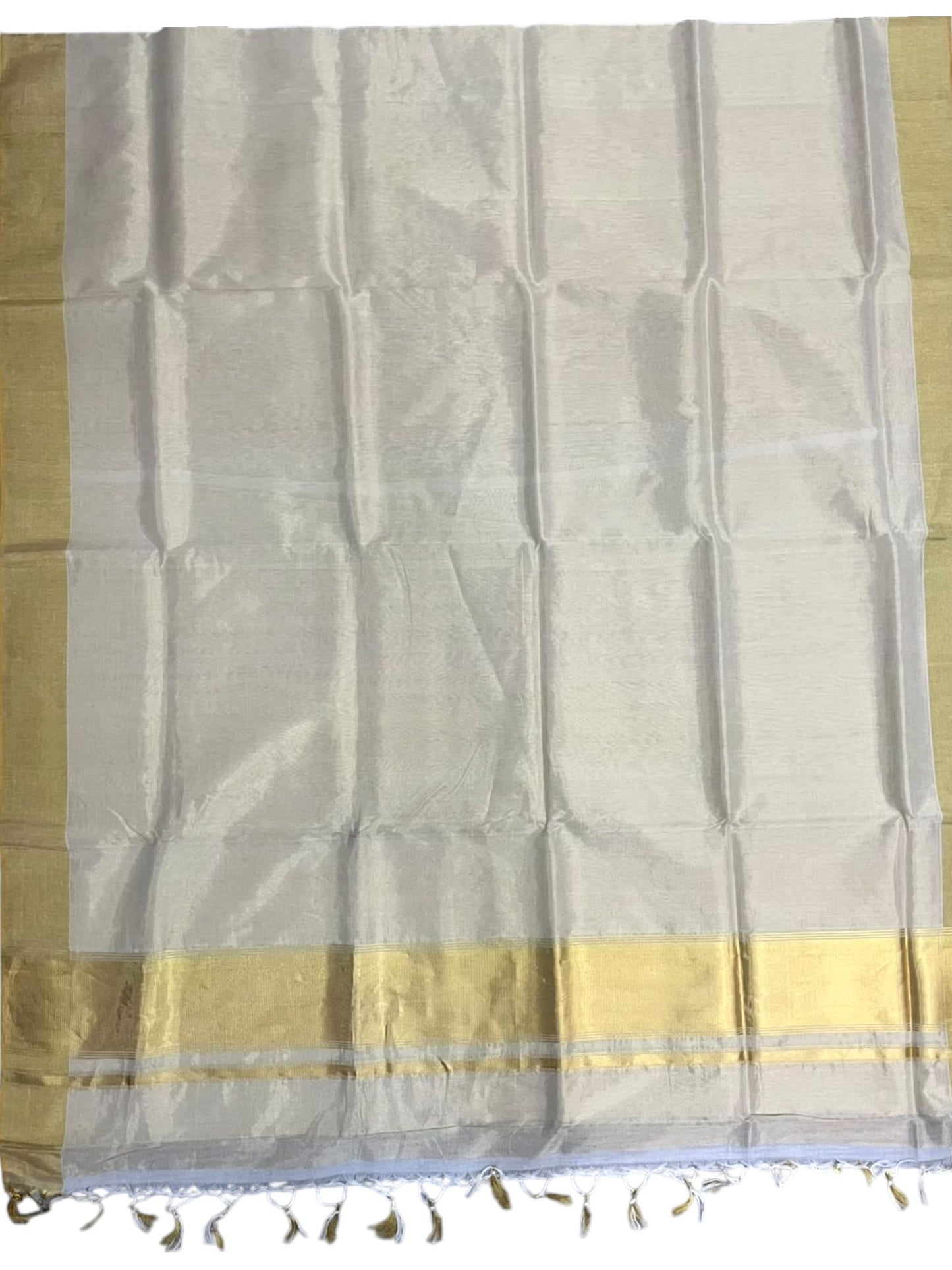 Southloom Super Premium Balaramapuram Handloom Tissue Saree with Gold Kasavu and Gold Border