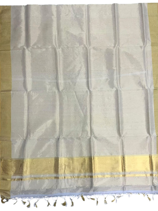Southloom Super Premium Balaramapuram Handloom Tissue Saree with Gold Kasavu and Gold Border