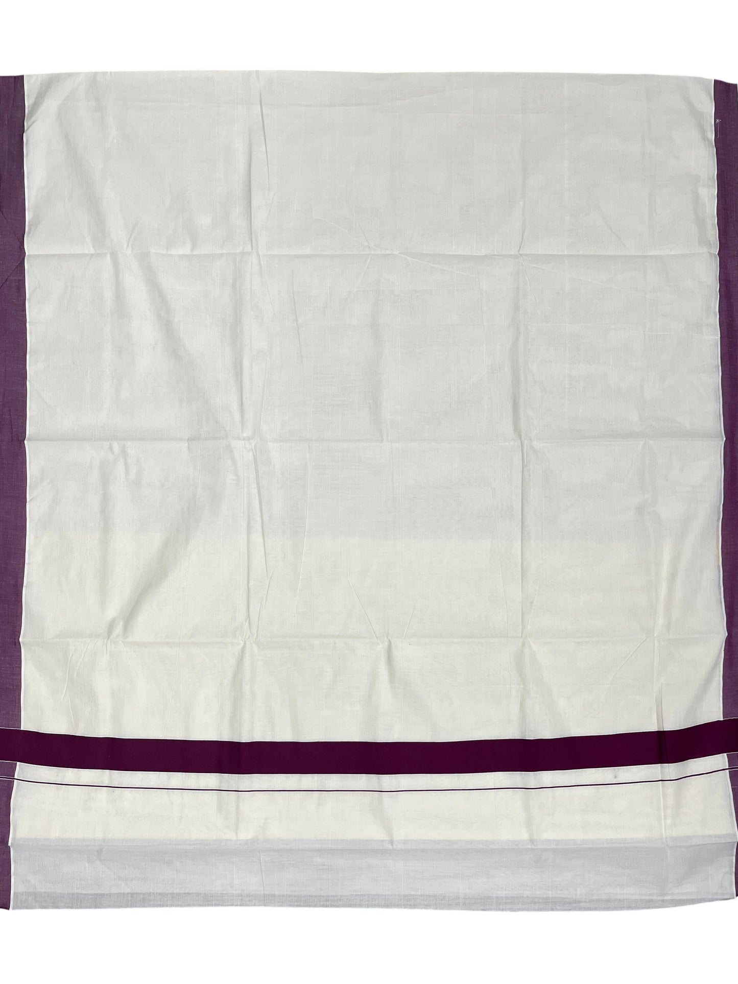 Southloom Pure Cotton Kerala Saree with Purple Plain Border