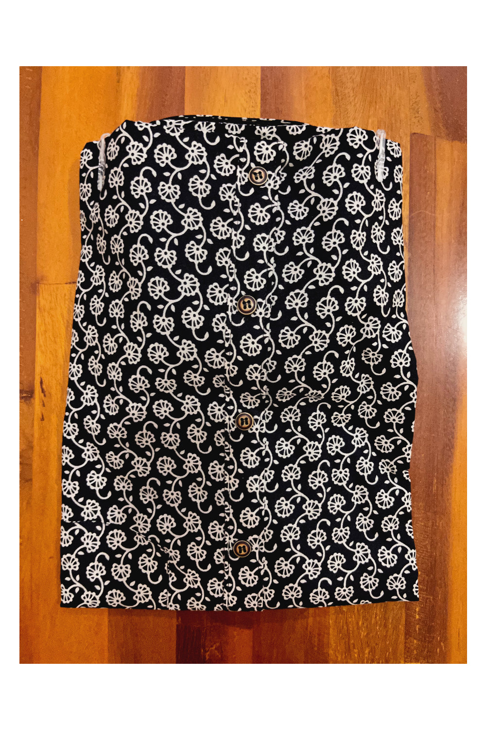 Southloom Jaipur Cotton Black Floral Hand Block Printed Shirt (Half Sleeves)