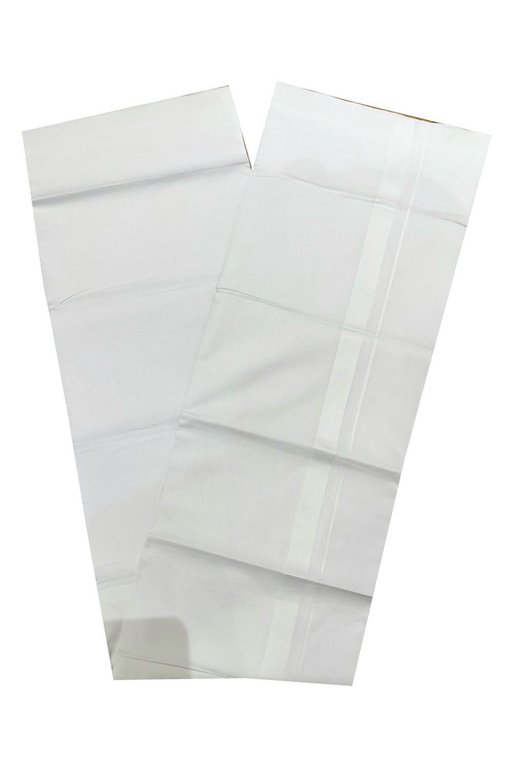 Pure White Cotton Double Mundu with White Border (South Indian Kerala Dhoti)