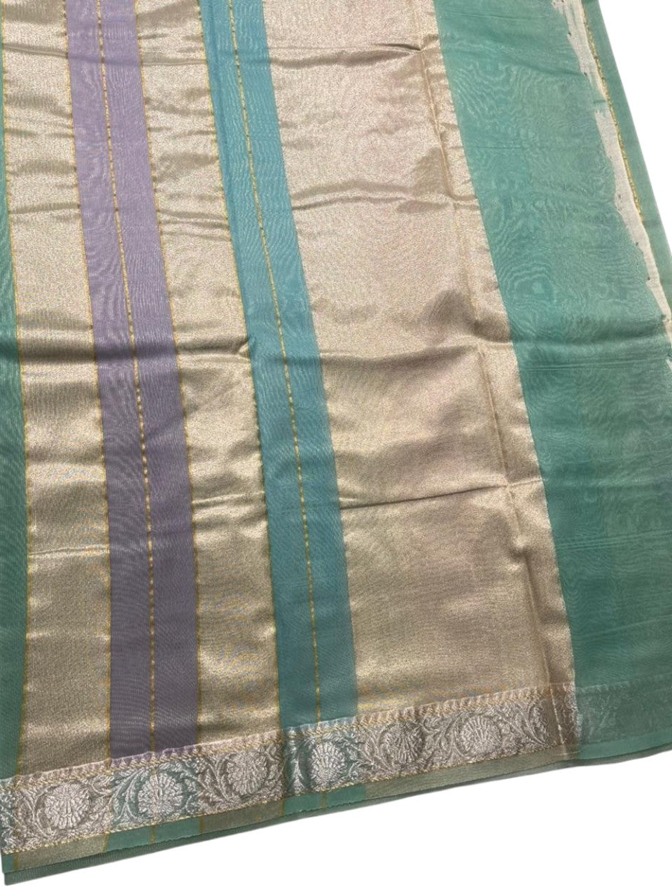 Southloom Tissue Organza Saree With Stripes Design in Multicolour SL353