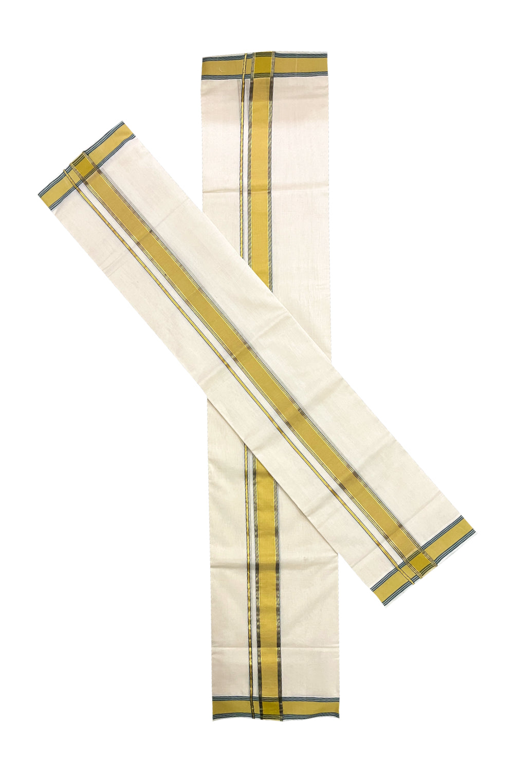 Southloom Premium Handloom Single Set Mundu (Mundum Neriyathum) with Yellow and Kasavu Border 2.70 Mtrs