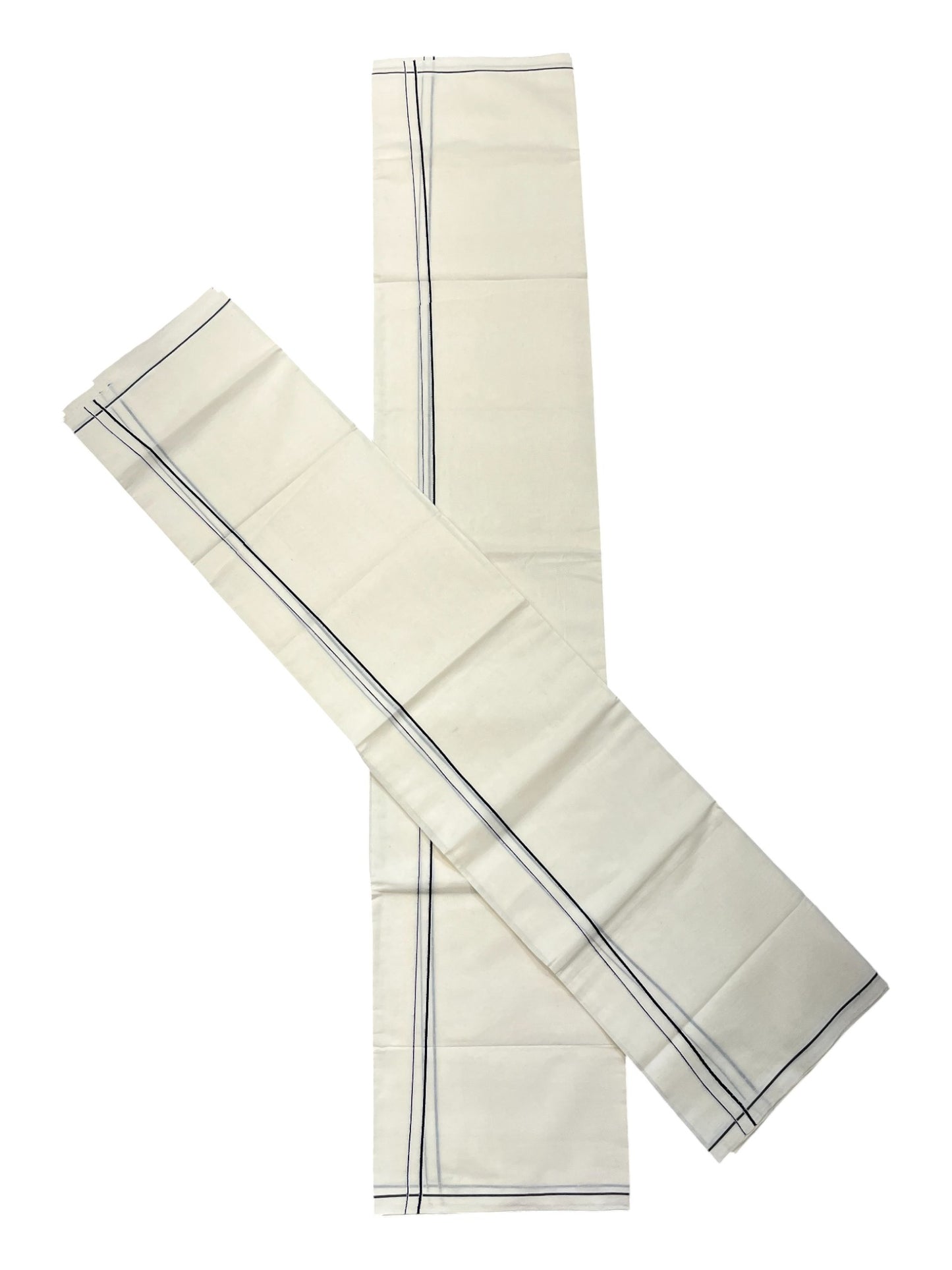 Kerala Cotton Mundum Neriyathum Single (Set Mundu) with Black Eerkkil Kara