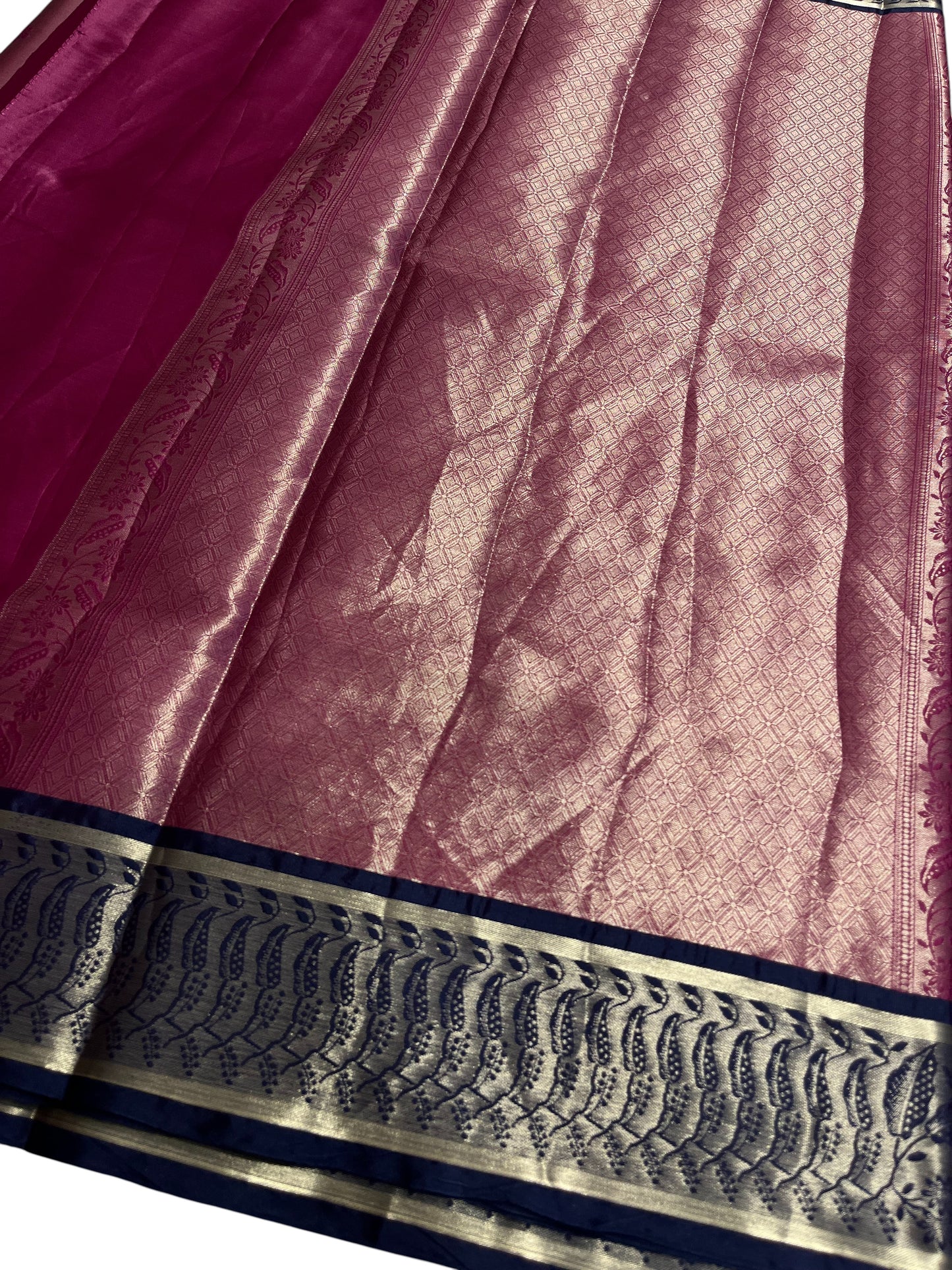 Southloom Tissue Silk Saree with Woven Work on Body and Borders (Blue & Magenta)