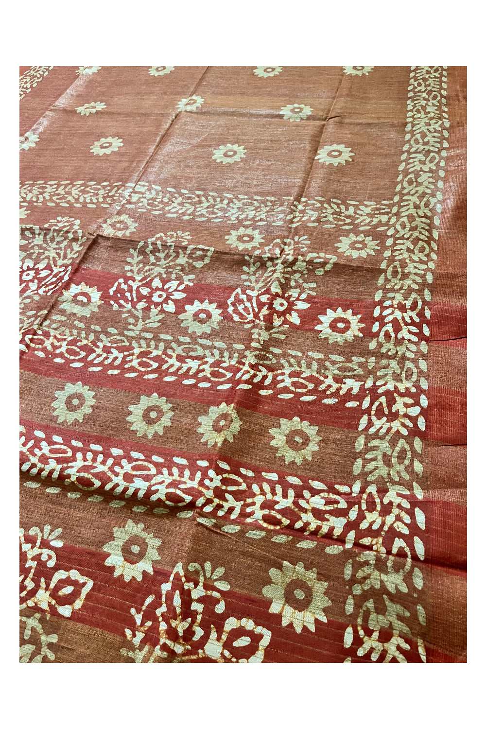 Southloom Cotton Brown Saree with Baswara Prints on Body and Pallu