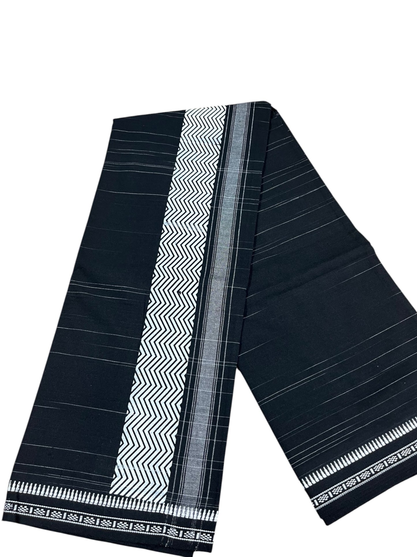 Southloom Black Printed Single Mundu / Otta Mundu / Lungi (South Indian Kerala Dhoti)