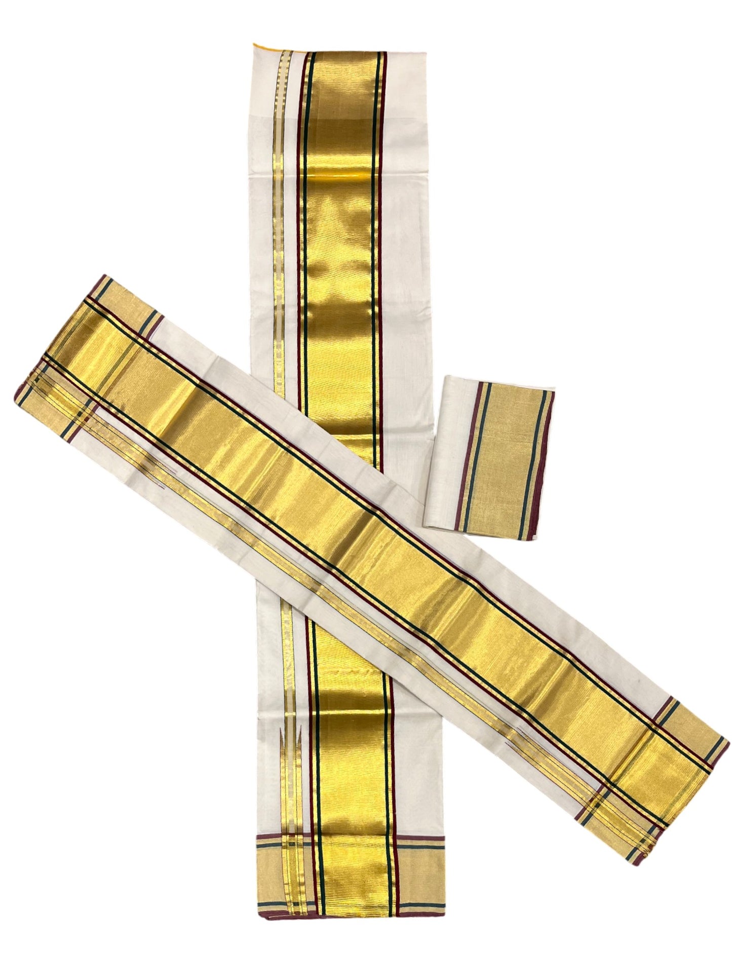 Southloom Premium Handloom Set Mundu with Kasavu and  Maroon Border (2.80 Mtr)