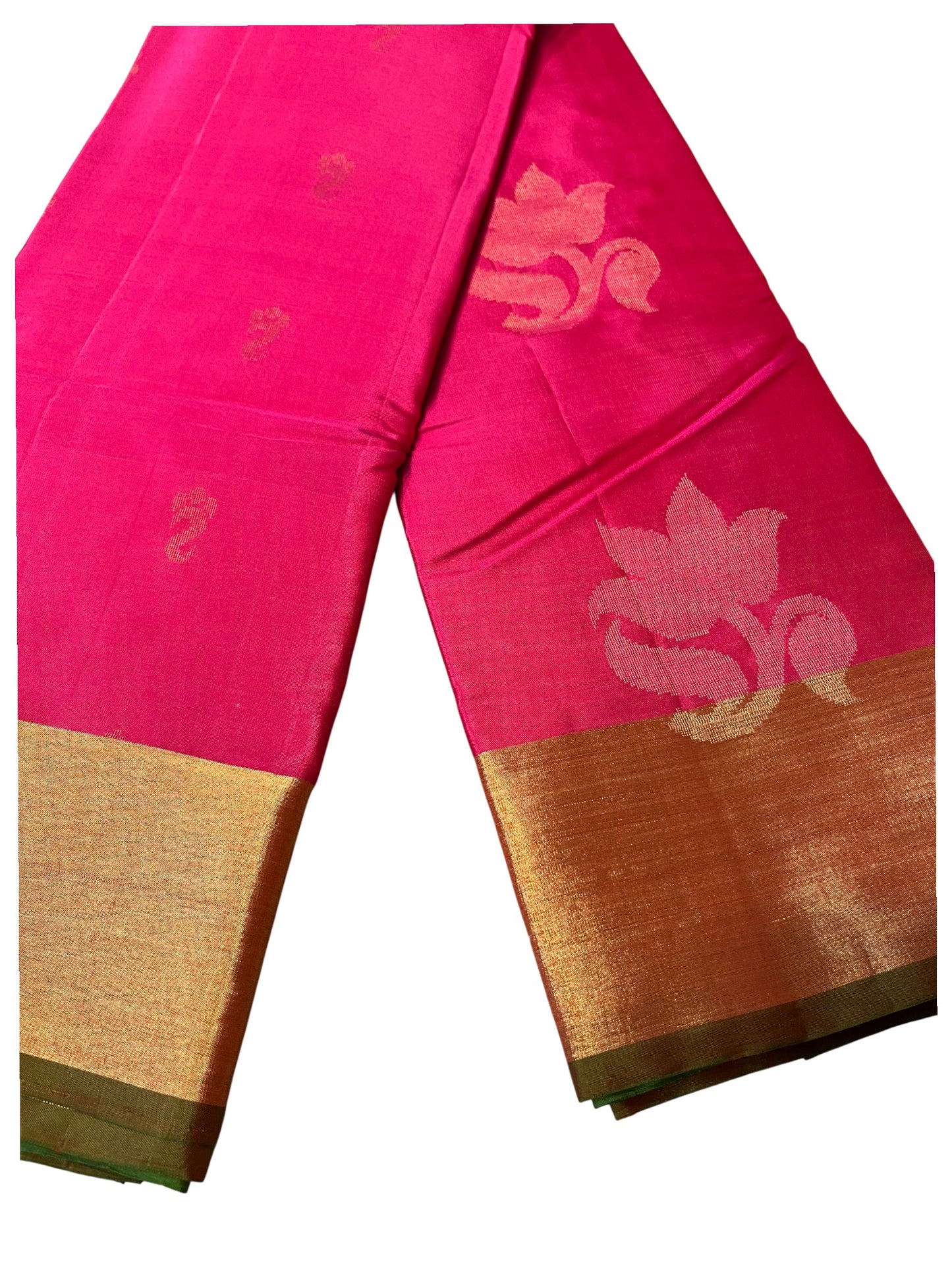 Southloom Pure Handloom Bridal Kanchipuram Silk Saree with Korvai Work (Green & Pink)