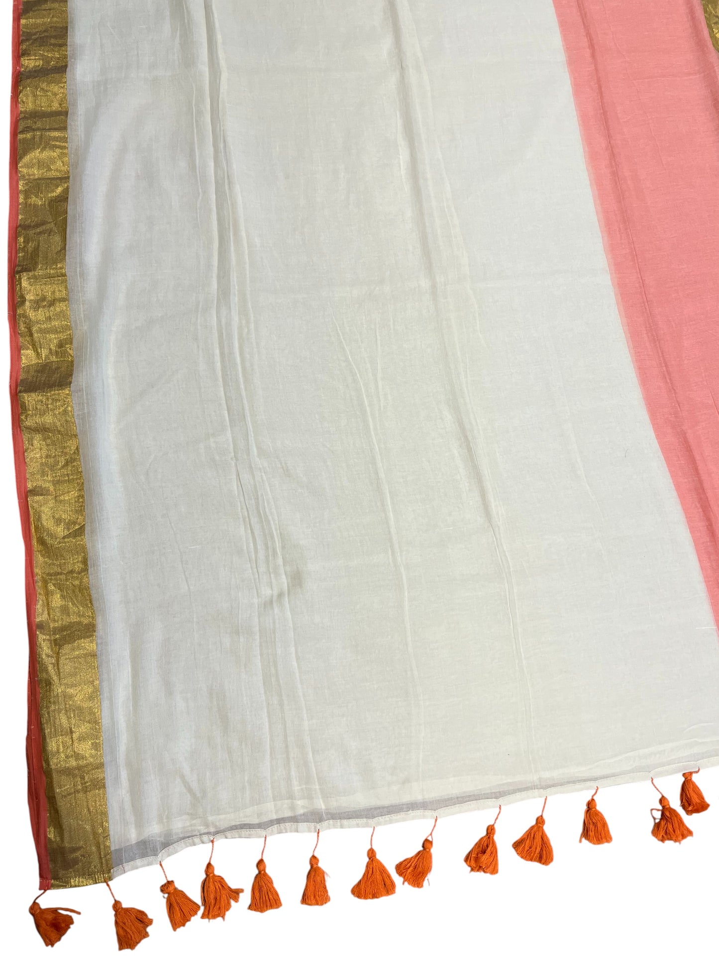 Southloom Mul Cotton 120 x 120 Soft Fabric Saree in  Orange Colour