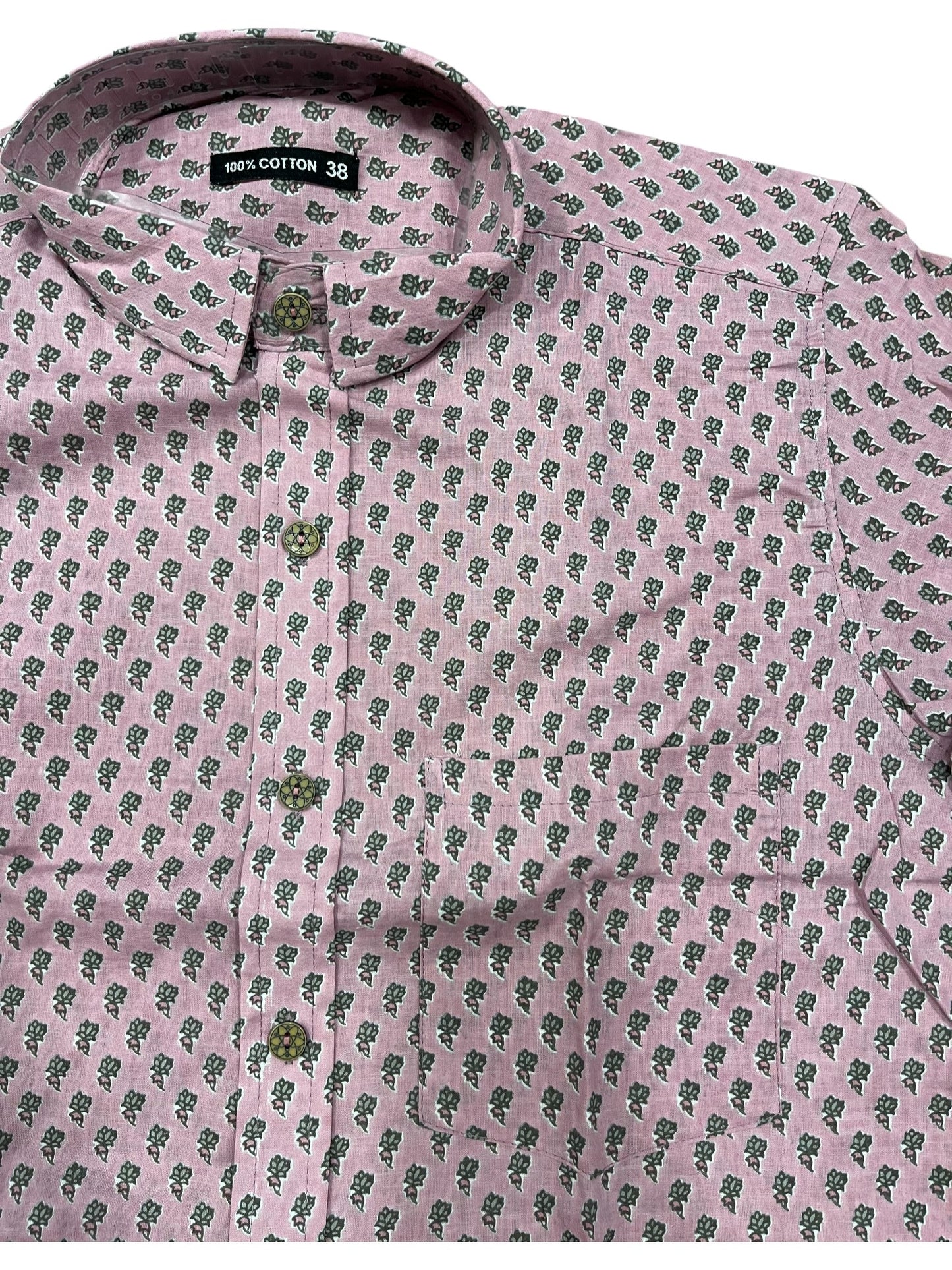 Southloom Jaipur Pure Cotton Block Printed Shirt for Men (Medium)