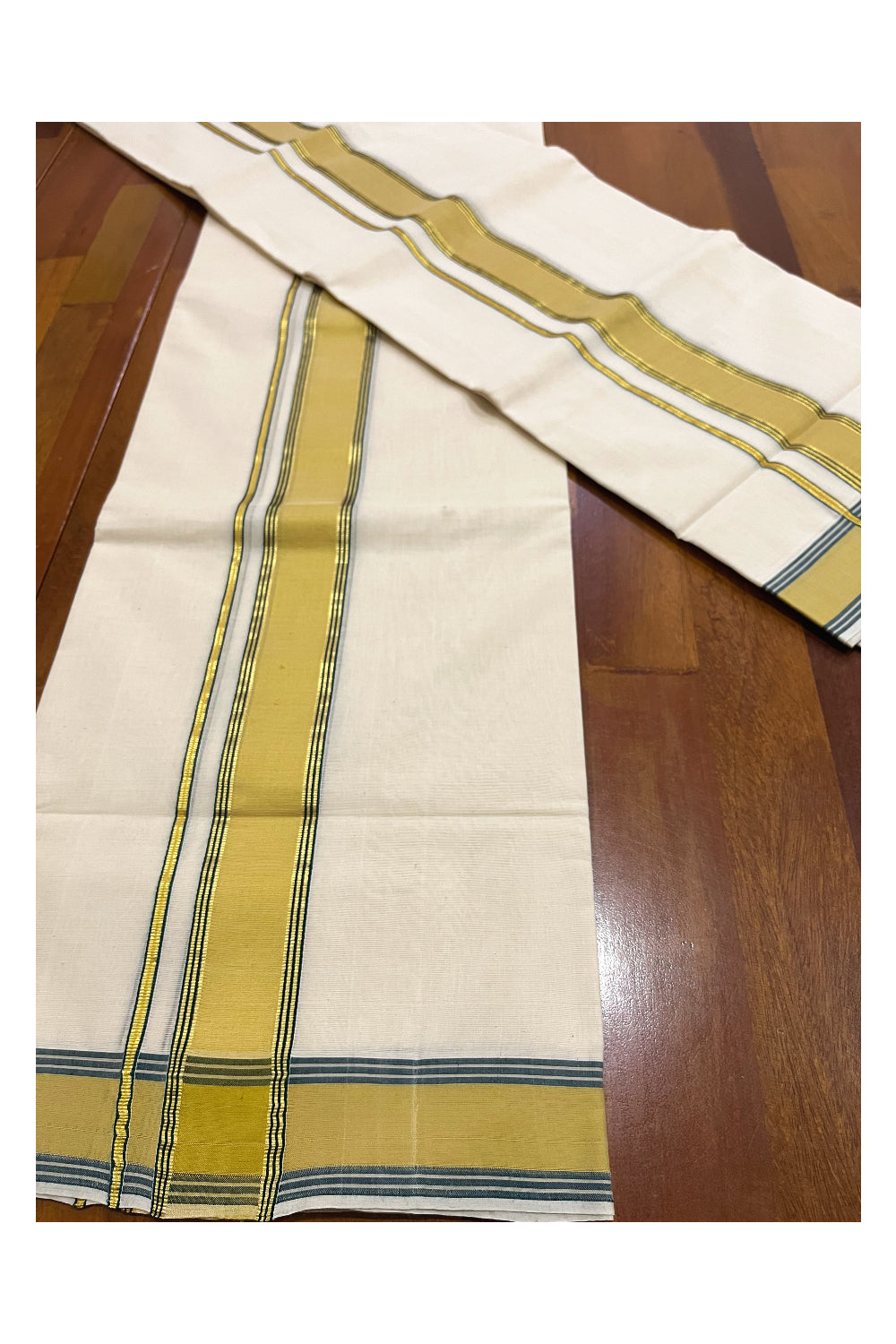 Southloom Premium Handloom Single Set Mundu (Mundum Neriyathum) with Yellow and Kasavu Border 2.70 Mtrs