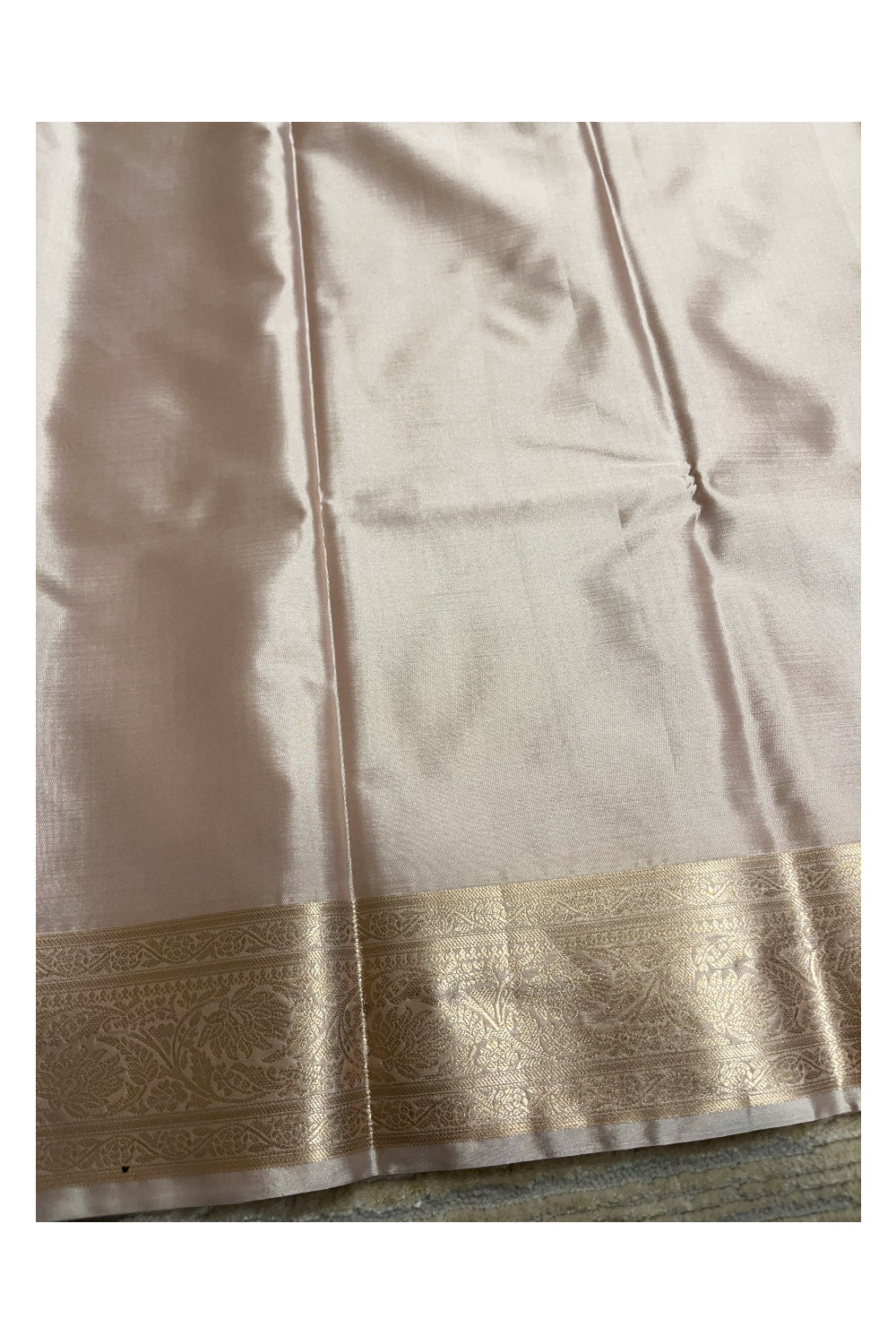 Southloom Semi Silk Saree In Beige With Woven Zari Borders And Butta Work Across Body