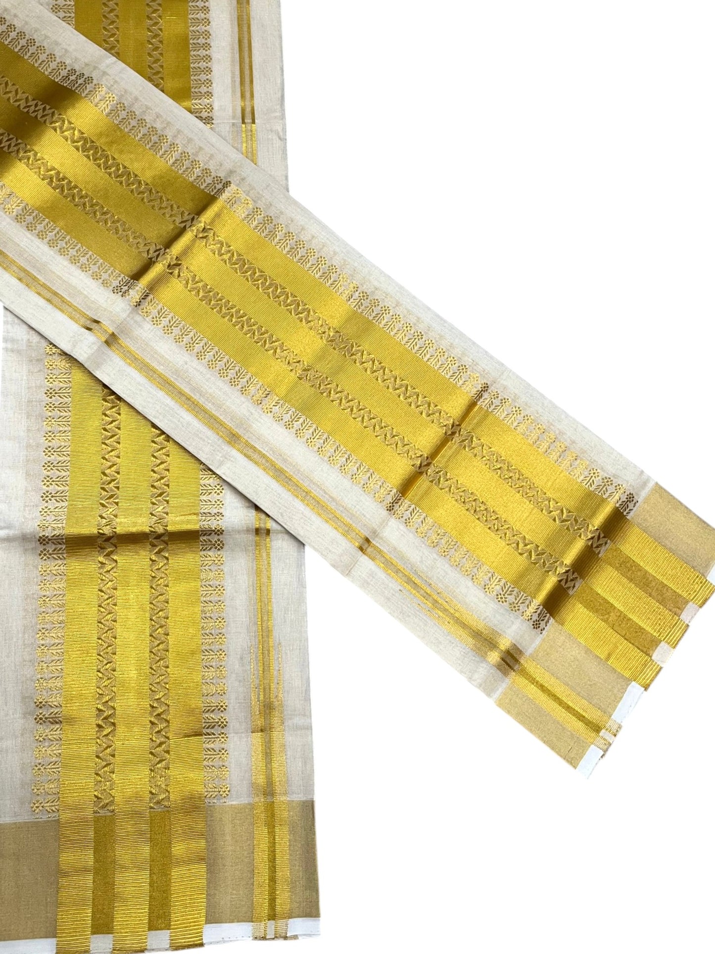 Southloom Premium Tissue Handloom Set Mundu with Chuttikara Kasavu Border (2.80 Mtr) SL632