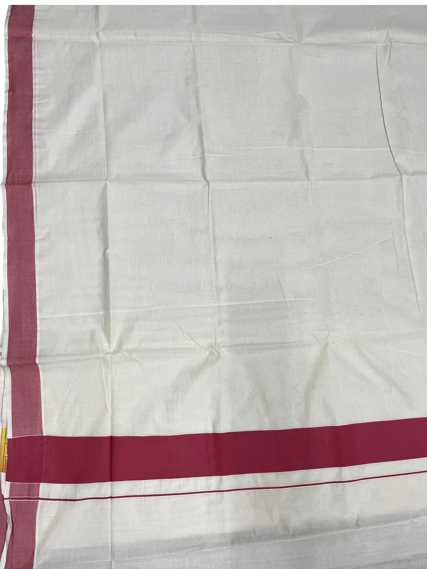 Southloom Kerala Pure Cotton Plain Kasavu Saree with Brike Red Border 3 inch