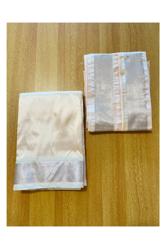 Southloom Semi Silk Mundu / Vesthi / Dhothi Set with Matching Silk Shirt Piece (Including Silk Shawl)