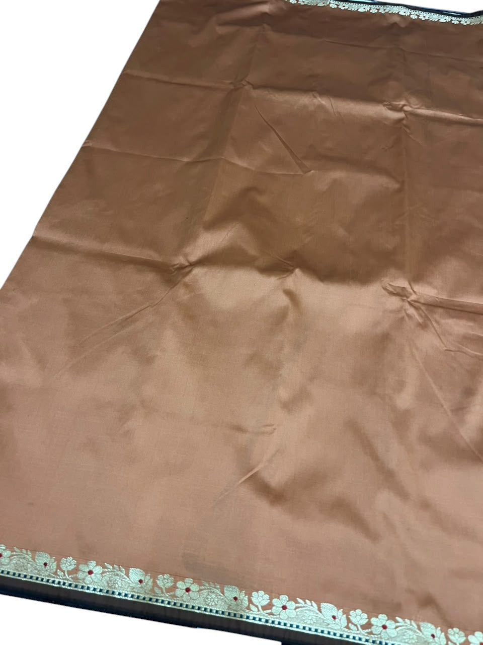 Southloom Satin Banarasi Silk Saree with Woven Work on Borders In Brown