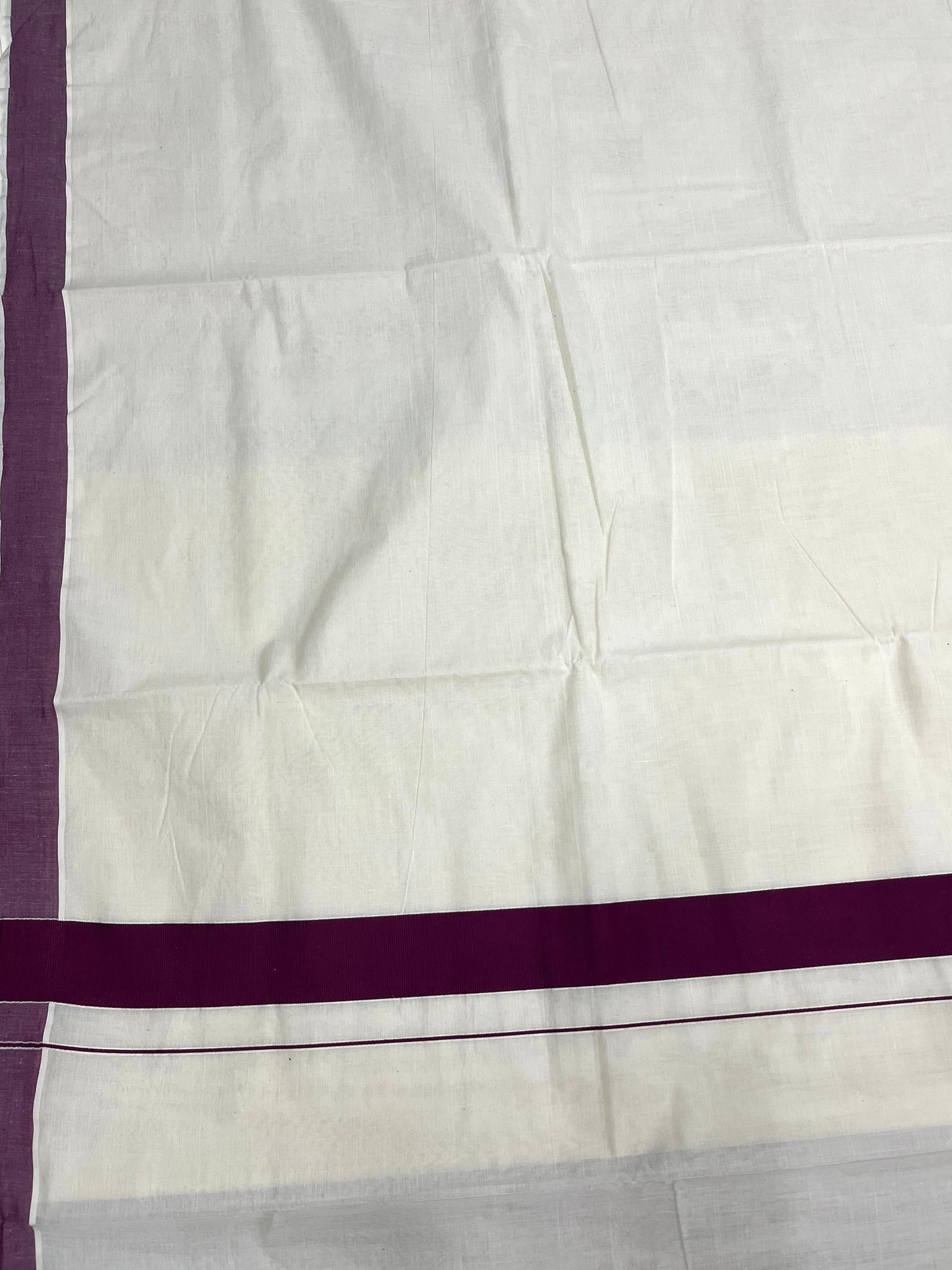 Southloom Pure Cotton Kerala Saree with Purple Plain Border