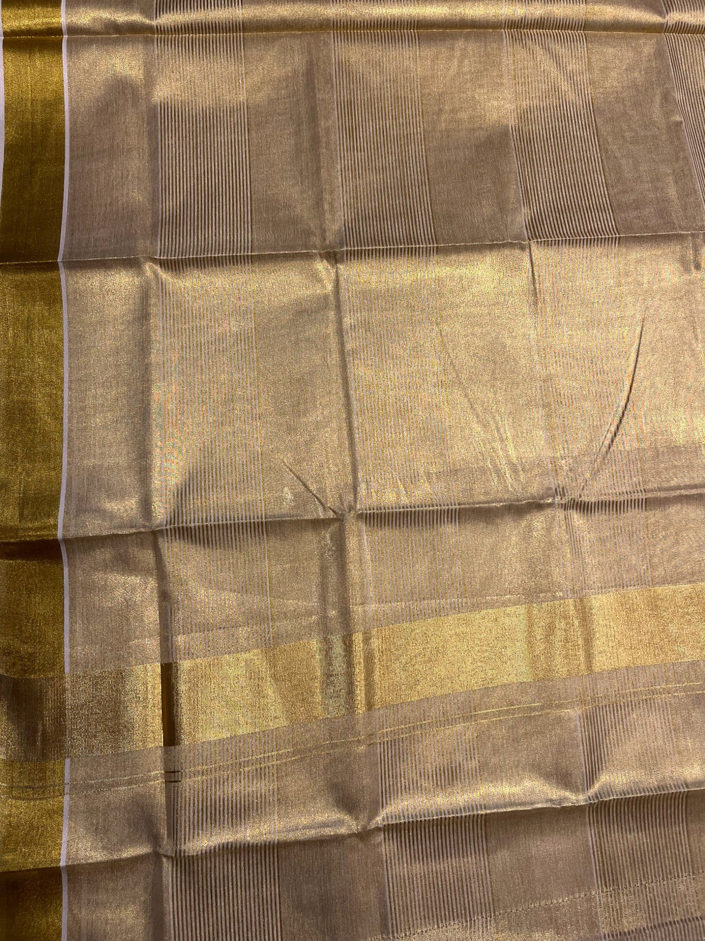 Southloom Kerala Tissue Kasavu  Golden Stripes Saree