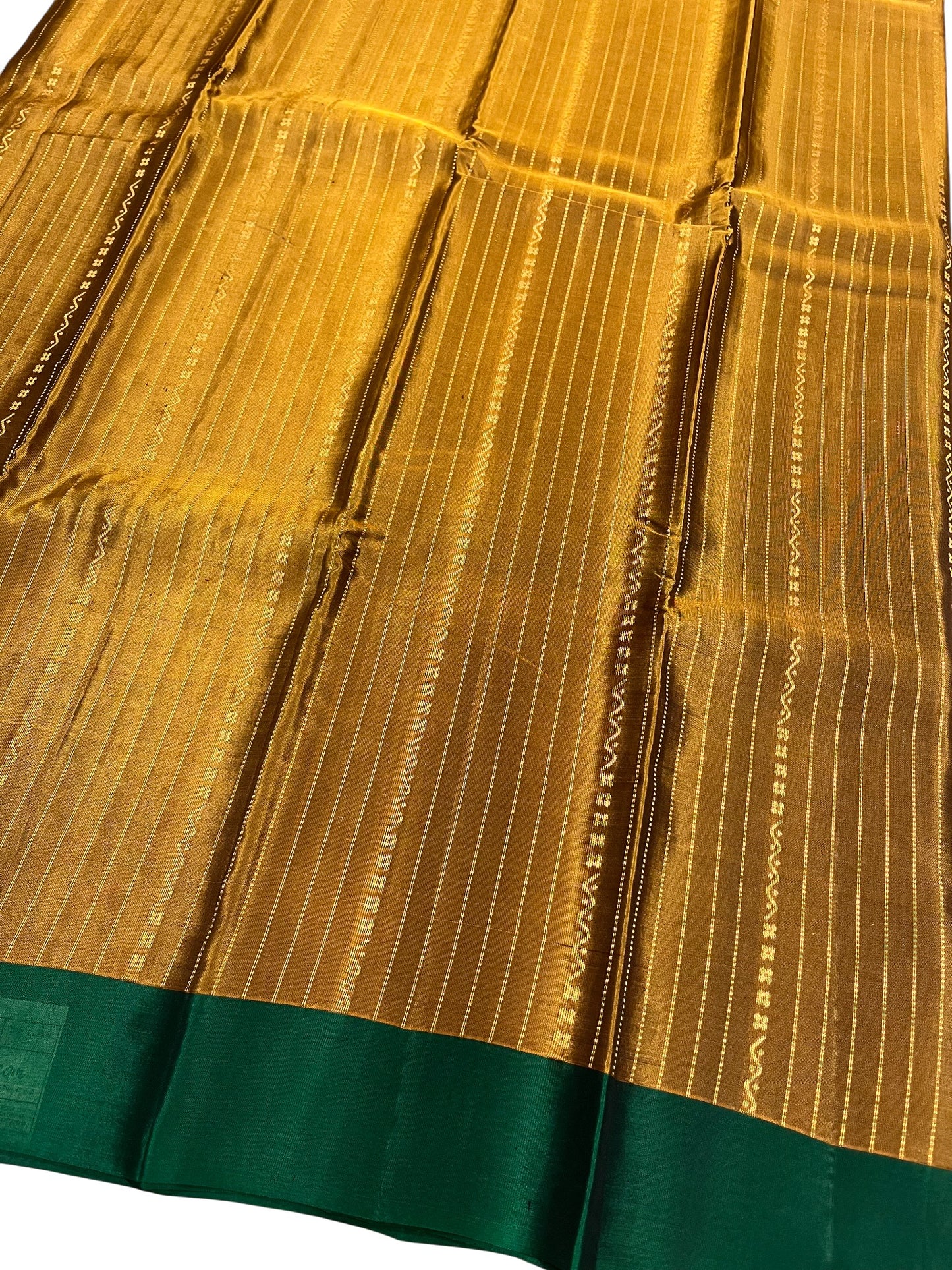 Southloom Pure Handloom Kanchipuram Silk Saree with Korvai Work (Golden & Green)
