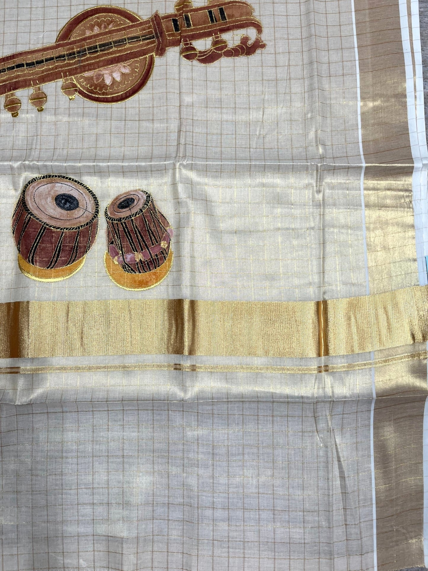 Southloom Kerala Tissue Veena Embroidery Saree