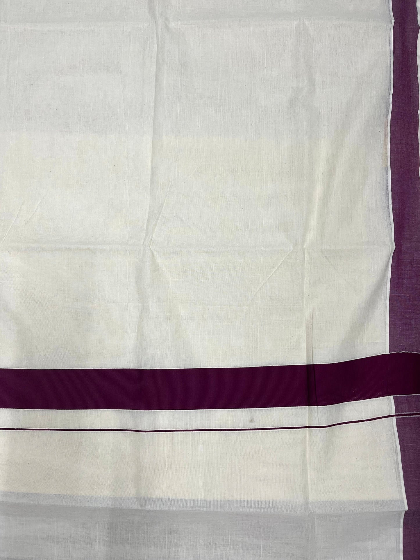 Southloom Pure Cotton Kerala Saree with Purple Plain Border