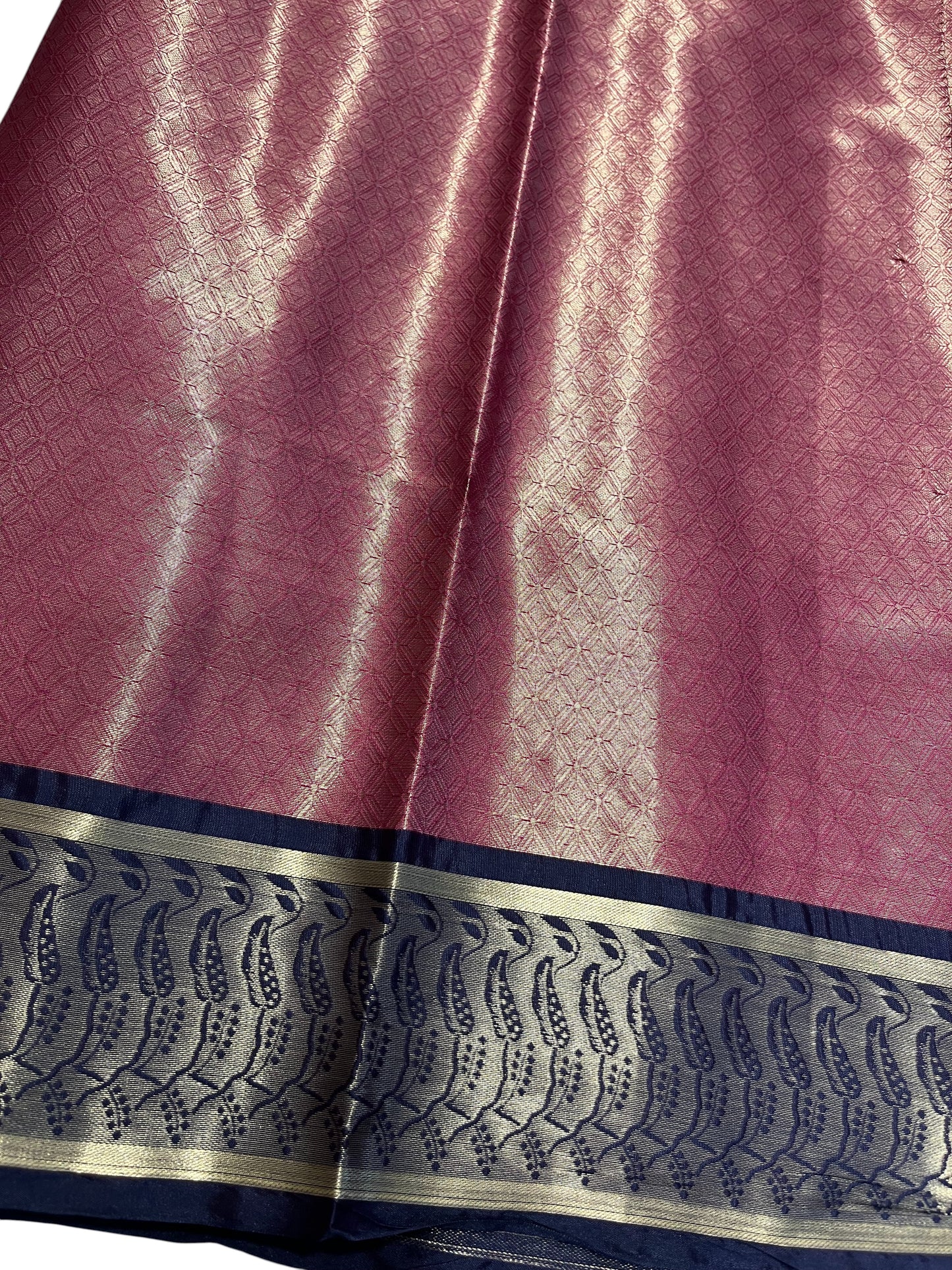 Southloom Tissue Silk Saree with Woven Work on Body and Borders (Blue & Magenta)