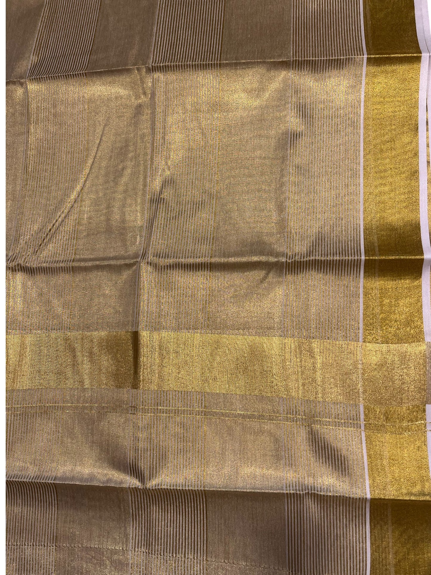 Southloom Kerala Tissue Kasavu  Golden Stripes Saree