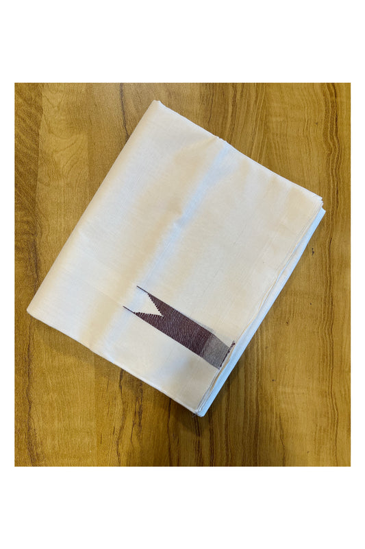 Southloom Premium Balaramapuram Handloom Double Mundu With Brown Chutti Kara
