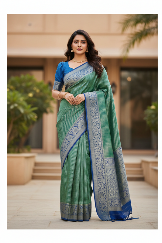 Southloom Pure Banarasi Saree With Woven Zari Work On Body Pallu And Bordes